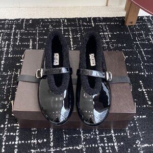 Alaia Black Fleece-Lined Mary Jane Shoes